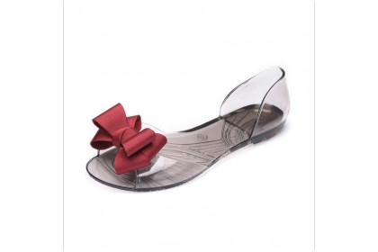 SmartChoice*  Women's Ribbon Flat Jelly Transparent Shoes【S50】