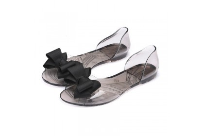 SmartChoice*  Women's Ribbon Flat Jelly Transparent Shoes【S50】