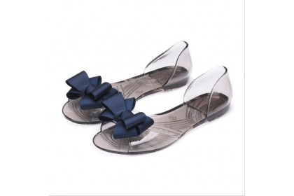 SmartChoice*  Women's Ribbon Flat Jelly Transparent Shoes【S50】