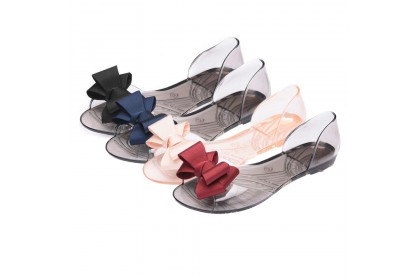 SmartChoice*  Women's Ribbon Flat Jelly Transparent Shoes【S50】